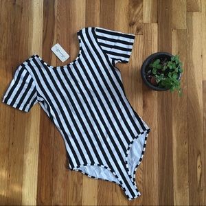 Black and White Striped Leotard